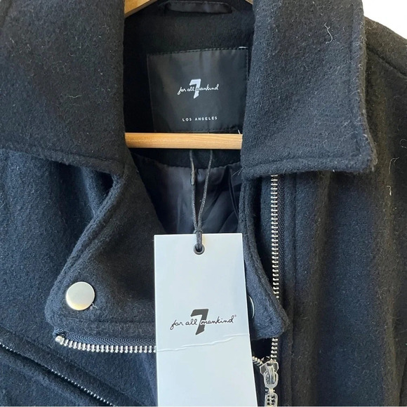 NWT 7 for all Mankind Motorcyle Long Asymmetrical Zip Vest Size X-Small - Picture 4 of 8